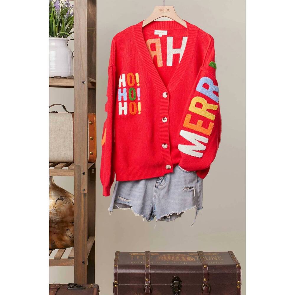 NEW MELLO women's christmas cardigan in red